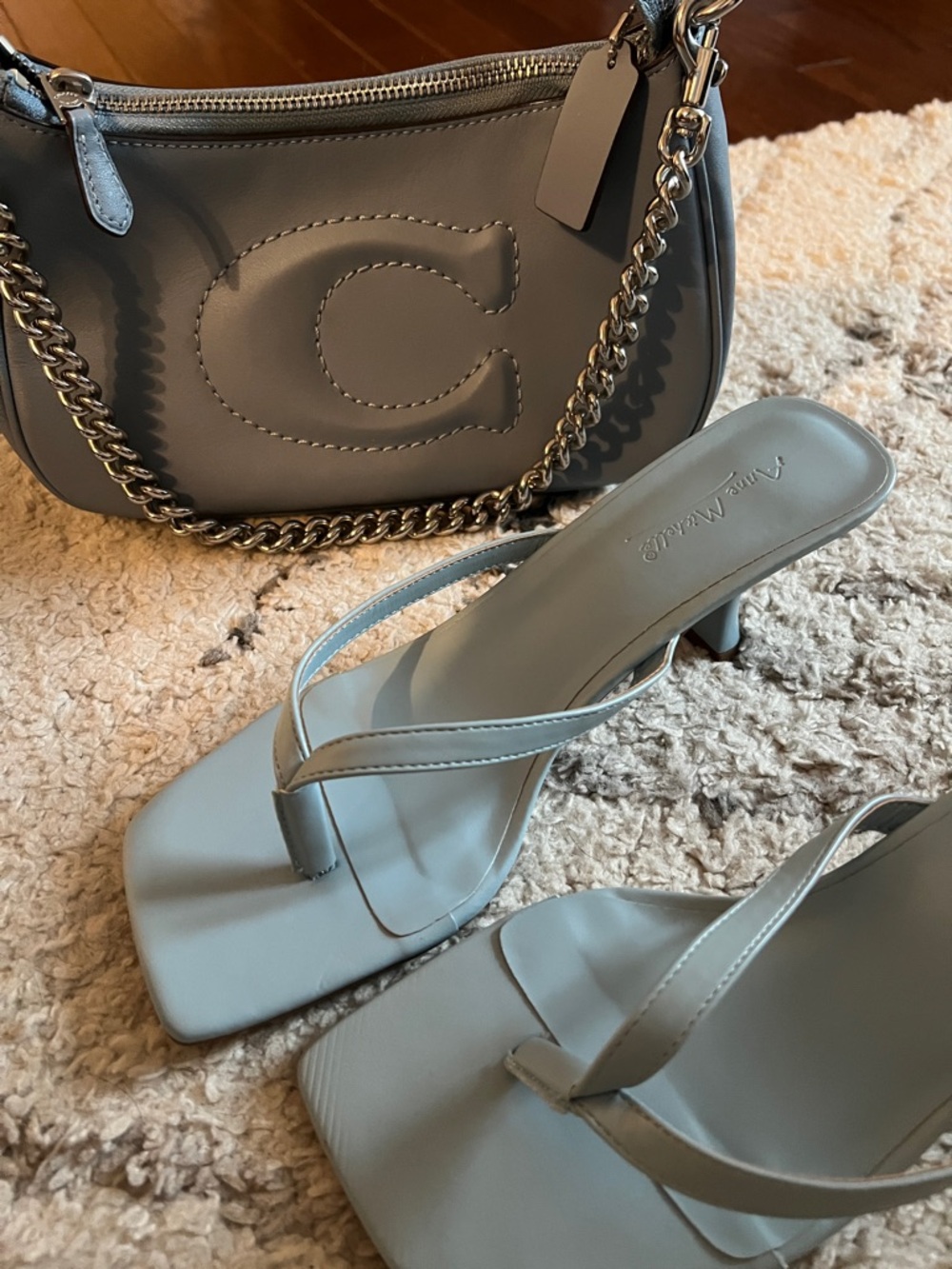 Coach Blue Leather Shoulder Bag and blue Sandals Set - Picture 6 of 6